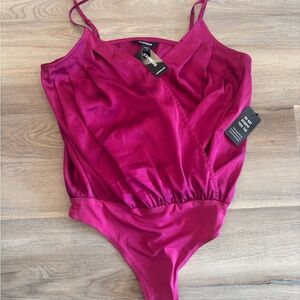 Express Fuchsia Satin Bodysuit